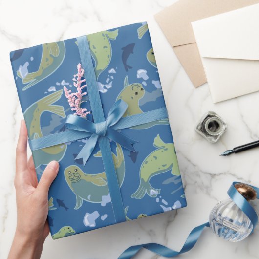 Afspeelzegels Marien Blauw-omslagpapier Cadeaupapier (Geschenken)