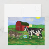 "Afspelen?" - hond en koe Briefkaart (Voorkant / Achterkant)