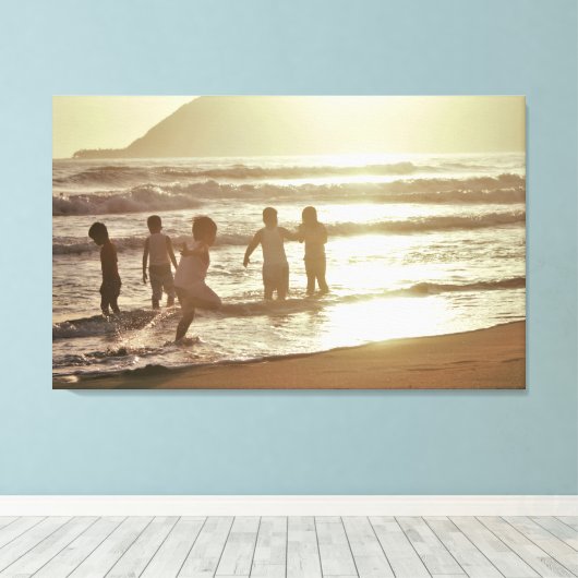 Afspelen op strand canvas afdruk (Insitu (Houten vloer))