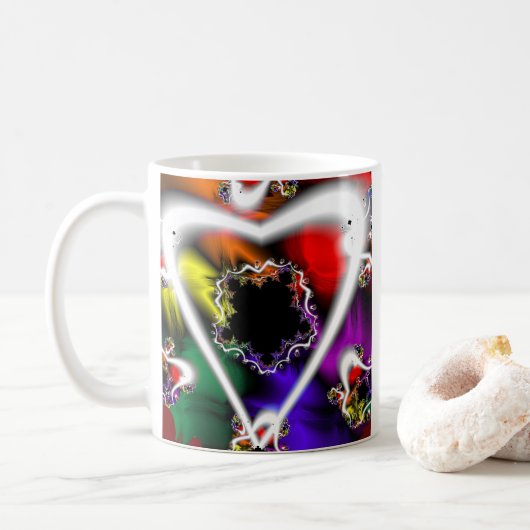 Afspelen | Rainbow Fractal Art Koffiemok (Met donut)