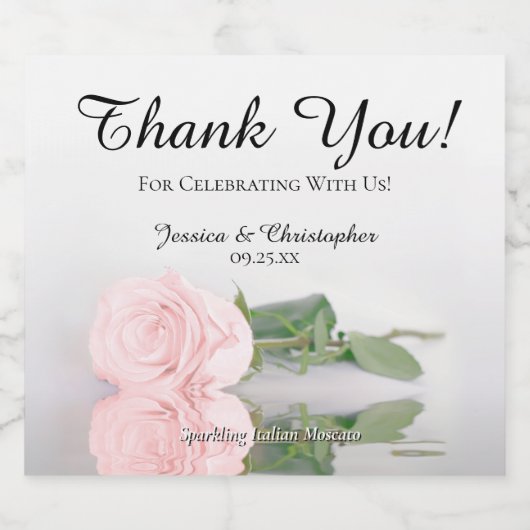 Afspiegeling van de eenroze rozenweddenschap sparkling wijnetiket (Enkel label)