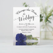 Afspiegeling van Navy Blue Roos Change Wedding Pla Save The Date (Staand voorkant)