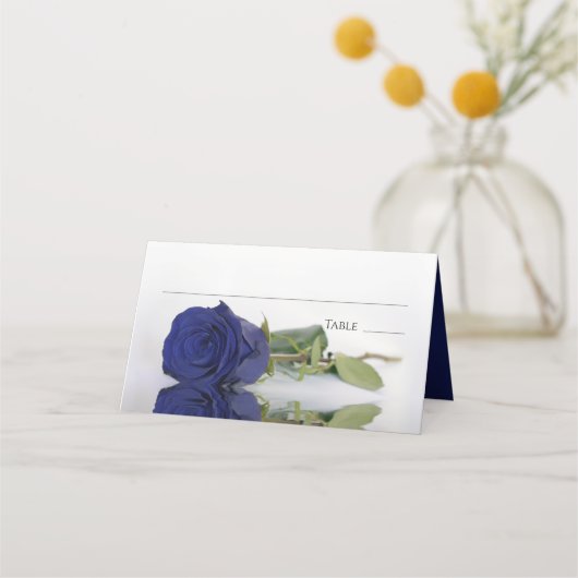 Afspiegeling van Navy Blue Roos Wedding Write-In Plaatskaartje (Voorkant)