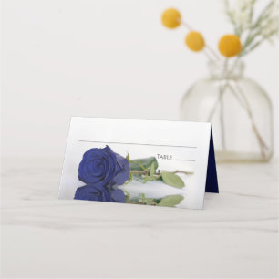 Afspiegeling van Navy Blue Roos Wedding Write-In Plaatskaartje