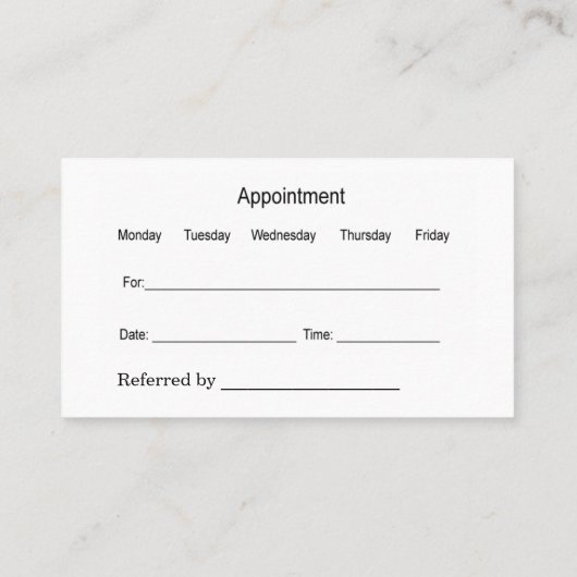 Afspraak als arts visitekaartje (Achterkant)