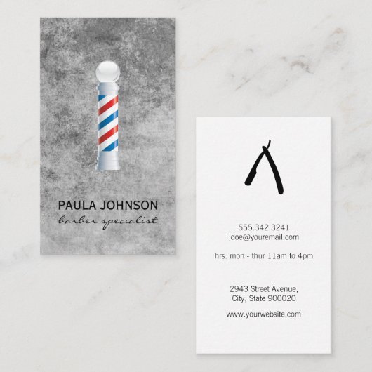 Afspraak Barber Pole Grijs Textuur Visitekaartje (Voorkant / Achterkant)