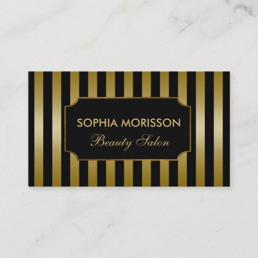 Afspraak Beauty Salon Zwart&Gouden Monogram Afsprakenkaartje (Voorkant)