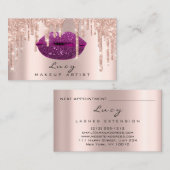 Afspraak Drips Paarse Lippen Glitter Drips Make-up Afsprakenkaartje (Voorkant / Achterkant)