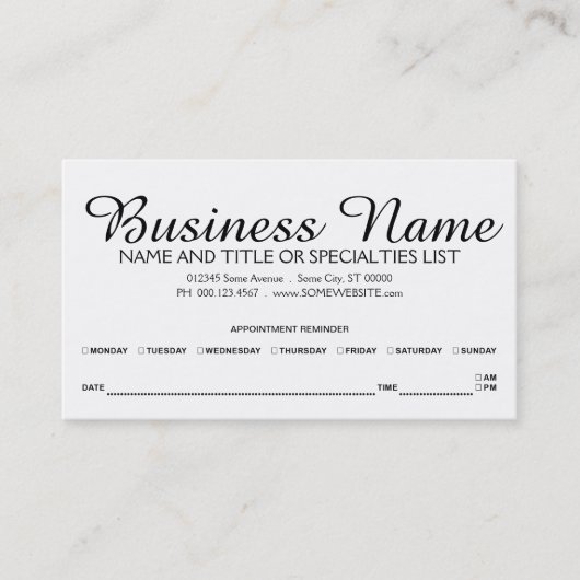 afspraak herinnering afsprakenkaartje (Voorkant)