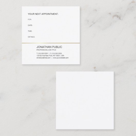Afspraak Herinnering Goud Wit Elegant Ontwerp Afsprakenkaartje (Voorkant / Achterkant)