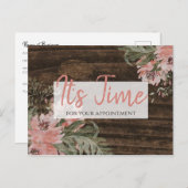 Afspraak herinnering Rustic Dark Wood Floral Briefkaart (Voorkant / Achterkant)