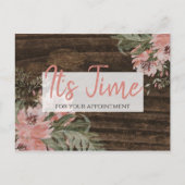 Afspraak herinnering Rustic Dark Wood Floral Briefkaart (Voorkant)