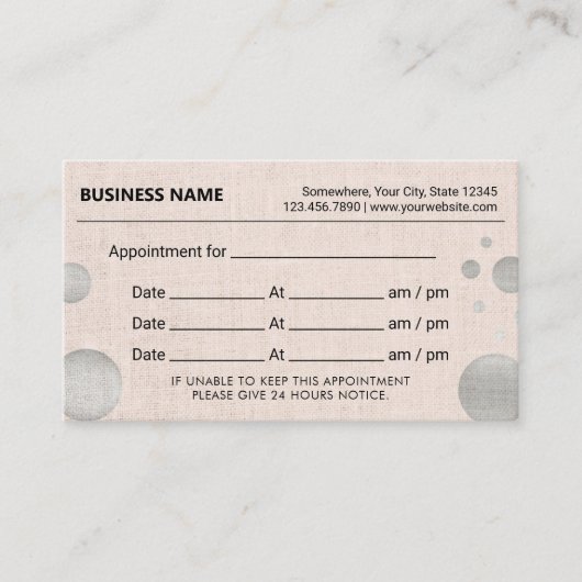Afspraak Herinnering Silver Stippen Blush Pink Afsprakenkaartje (Voorkant)