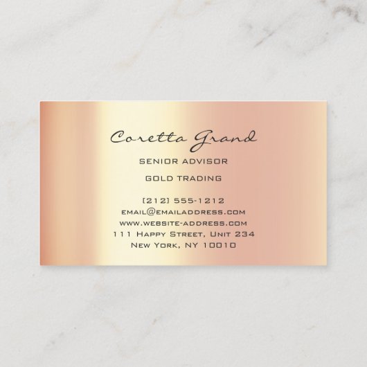 Afspraak Herinnering Word Map Gold Trader Finance Visitekaartje (Achterkant)