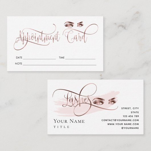 Afspraak make-up artist wimpers ogen wenkbrauwen visitekaartje (Voorkant / Achterkant)