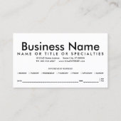 afspraak met de klant afsprakenkaartje (Achterkant)