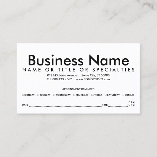 afspraak met de klant afsprakenkaartje (Achterkant)