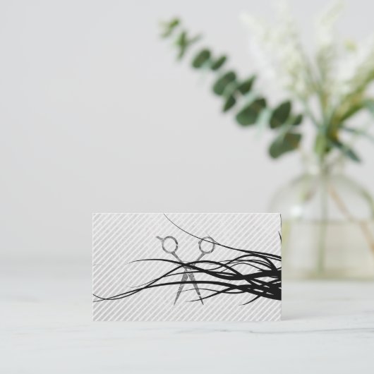 Afspraak met Flowing Hair Scissors Afsprakenkaartje (Staand voorkant)