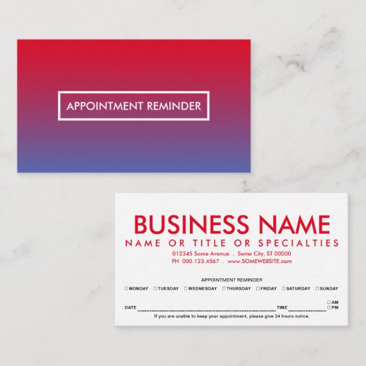 afspraak met sunset fade afsprakenkaartje (Voorkant / Achterkant)