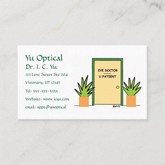 Afspraak optometrist Cartoon Visitekaartje (Voorkant)