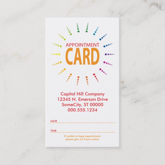 afspraak regenboogBurst Afsprakenkaartje (Voorkant)