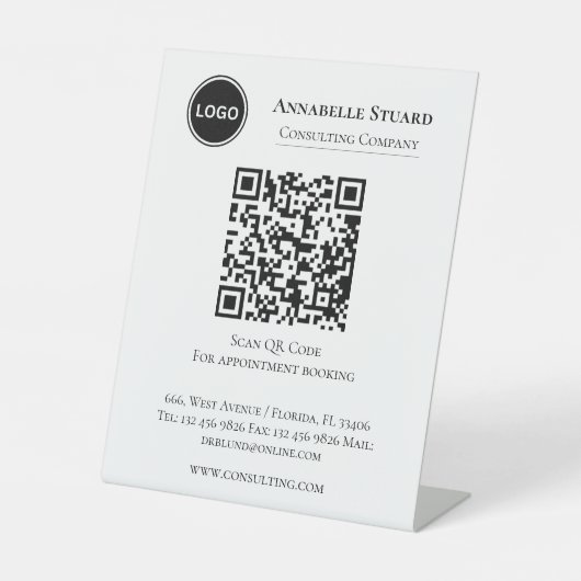Afspraak Reserveren QR code Professional Company Reclamebord Met Voetstuk (Voorkant)