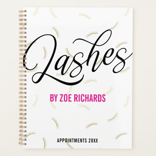 Afspraak voor Black Script & Faux Gold Lashes Planner (Voorkant)