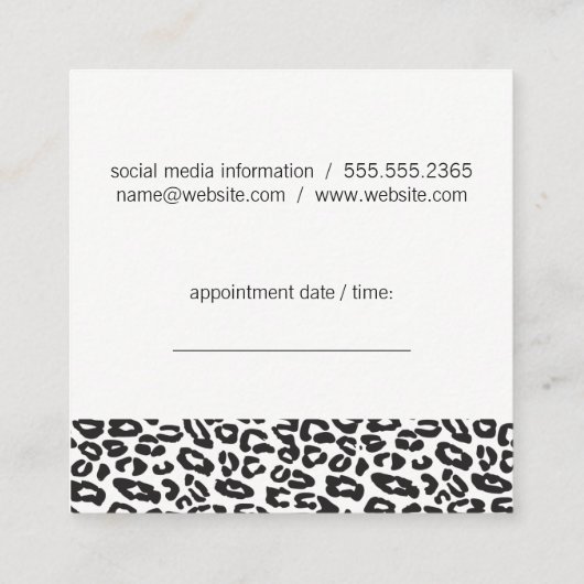 Afspraak voor dierprint afsprakenkaartje (Achterkant)