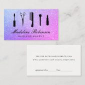 Afspraak voor haar- en make-upglitter afsprakenkaartje (Voorkant / Achterkant)