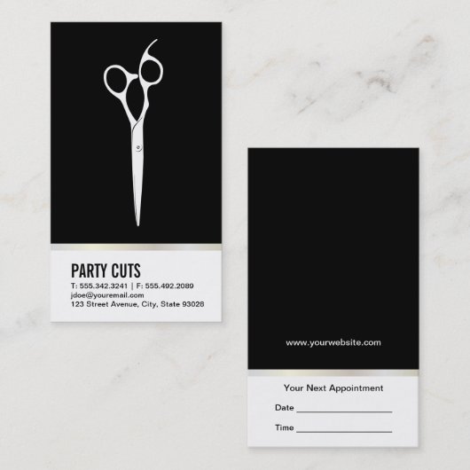 Afspraak voor kappersscharen afsprakenkaartje (Voorkant / Achterkant)