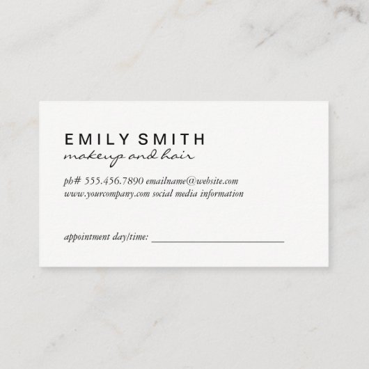 Afspraak voor stylist tools afsprakenkaartje (Achterkant)