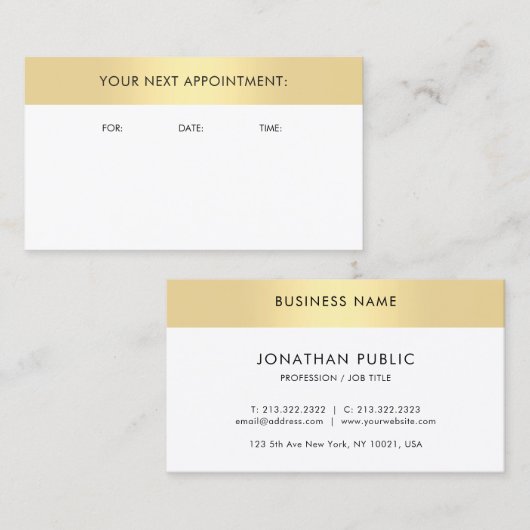 Afspraakherinnering Creative Gold Look Sjabloon Afsprakenkaartje (Voorkant / Achterkant)