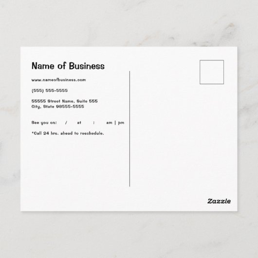 Afspraakherinnering Eenvoudige en generieke zandlo Briefkaart (Achterkant)