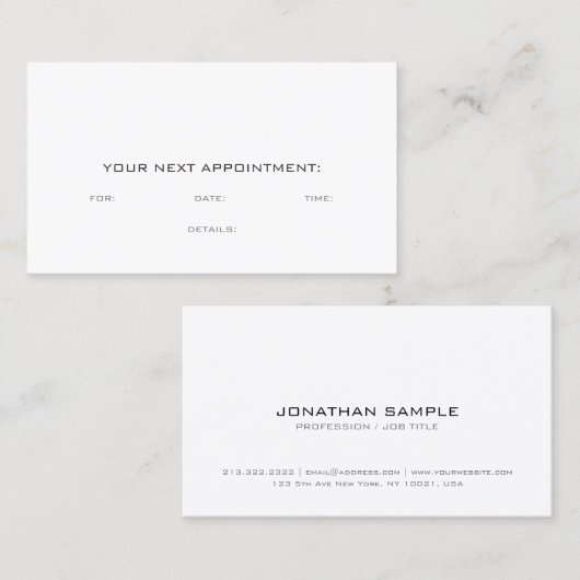 Afspraakherinnering Elegant Modern Slank Plain Afsprakenkaartje (Voorkant / Achterkant)