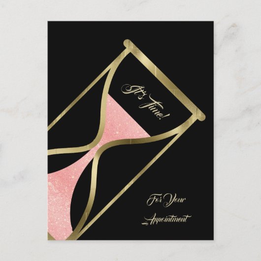 Afspraakherinnering Glitzy Roos Gold Hourglass Briefkaart (Voorkant)