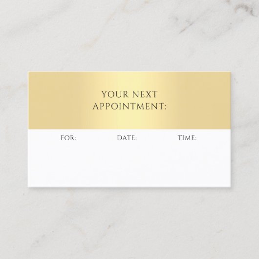 Afspraakherinnering Gold White Elegant Sjabloon Afsprakenkaartje (Voorkant)