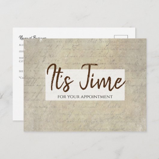 Afspraakherinnering  handgeschreven papier briefkaart (Voorkant / Achterkant)