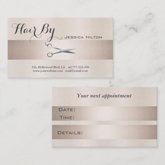 Afspraakkaart elegante glanzende heldere schaar afsprakenkaartje (Voorkant / Achterkant)