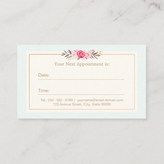 Afspraakkaart Elegante Pastel Waterverf Bloemen Afsprakenkaartje (Achterkant)