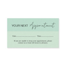 Afspraakkaart in zeegroene kleur