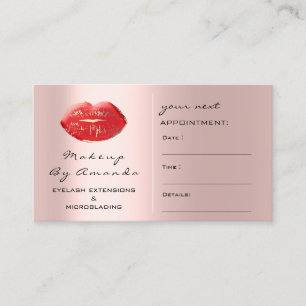 Afspraakkaart Make-up Artiest Kiss Red Rose Lips Afsprakenkaartje
