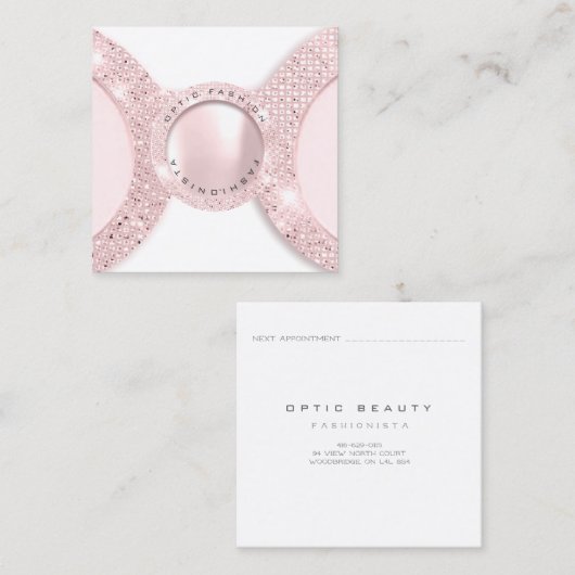 Afspraakkaart Optisch Roos Glitter Pearl Contactkaartje (Voorkant / Achterkant)