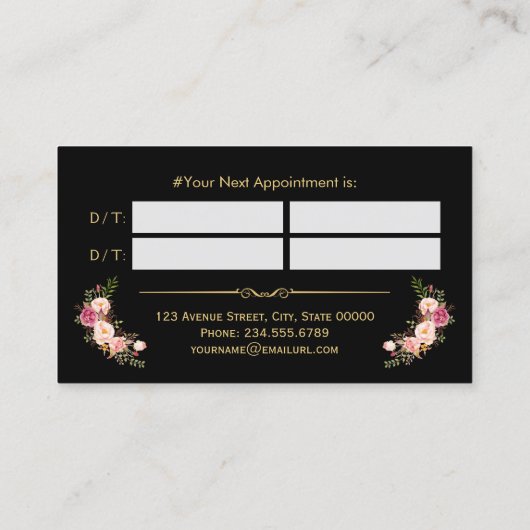 Afspraakkaart  Schoonheidssalon Gold Floral Afsprakenkaartje (Achterkant)