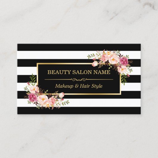 Afspraakkaart  Schoonheidssalon Gold Floral Afsprakenkaartje (Voorkant)