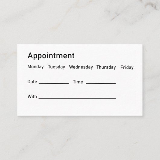 Afspraakkaarten Dierenziekenhuis Afsprakenkaartje (Achterkant)