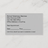 Afspraakkaarten voor artsen en dierenartsen visitekaartje (Achterkant)