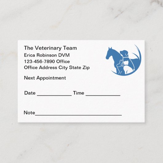 Afspraakkaarten voor dierenartsen afsprakenkaartje (Voorkant)