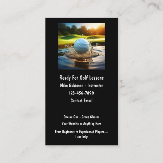 Afspraakkaarten voor golfinstructeurs visitekaartje (Voorkant)