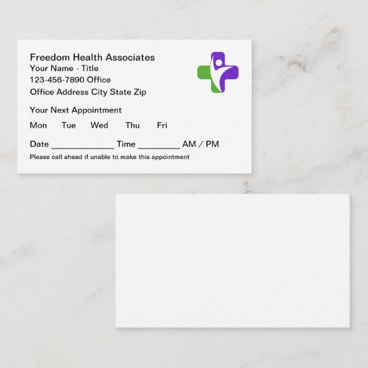 Afspraakkaarten voor medische Kantoor Afsprakenkaartje (Voorkant / Achterkant)