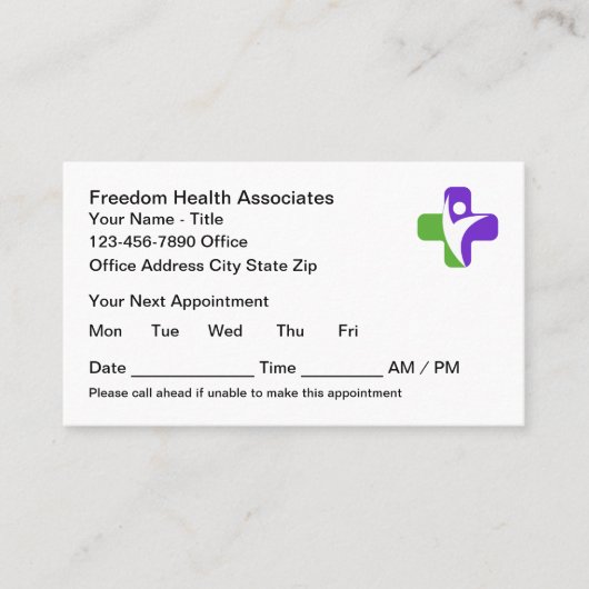 Afspraakkaarten voor medische Kantoor Afsprakenkaartje (Voorkant)